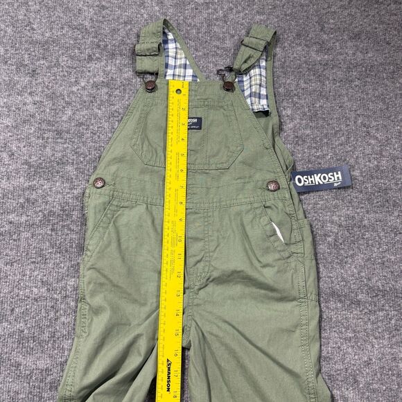 Oshkosh Bgosh Overalls Toddler 4T Green Plaid Roll Up Bib Casual - Picture 5 of 9